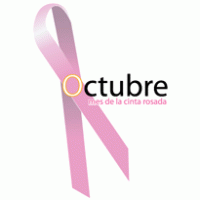Octubre mes de la cinta rosada logo vector logo